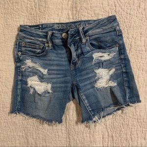 American Eagle distressed midi shorts